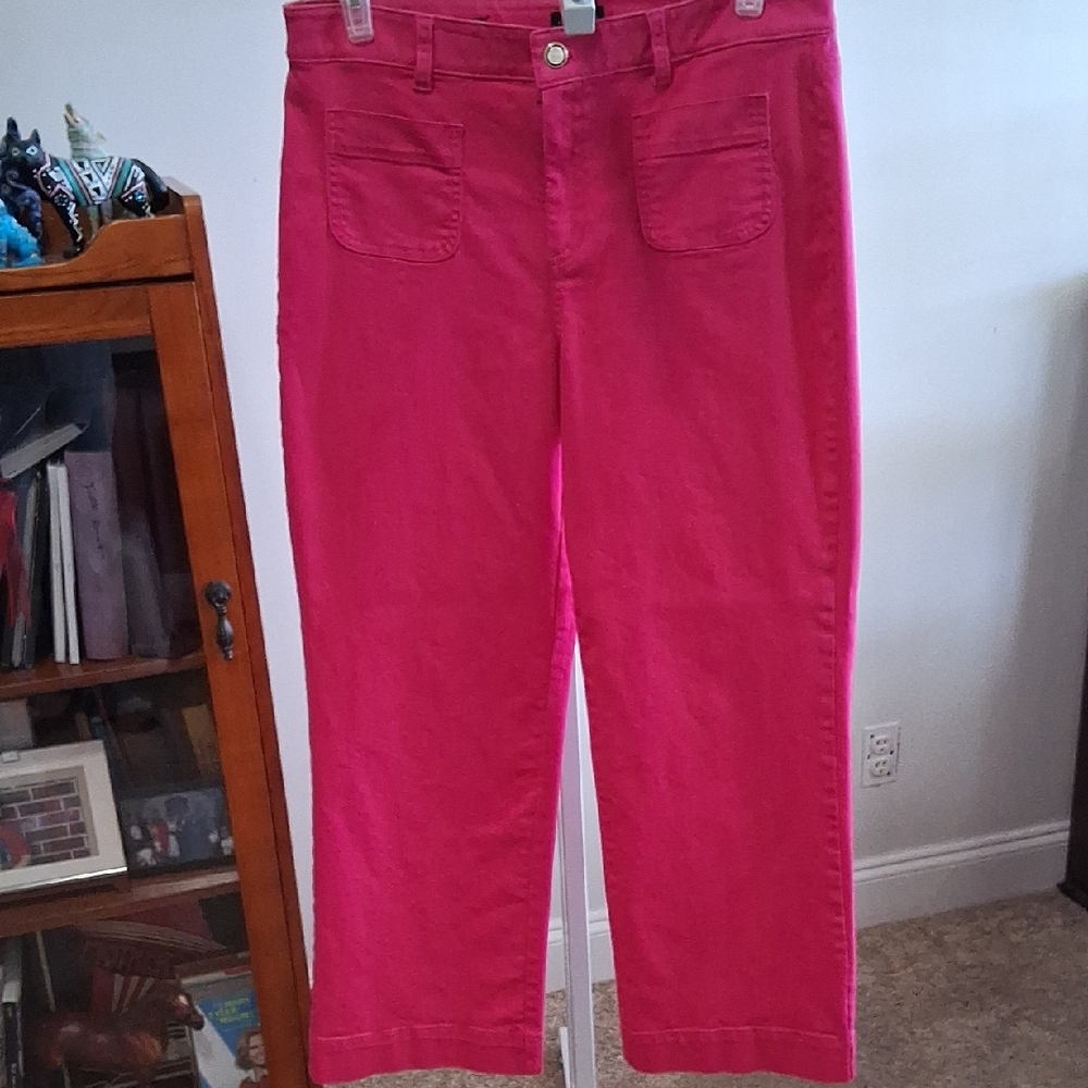 Talbots Patch Pocket Classic Jean Wide Leg Trousers Pink Size 14